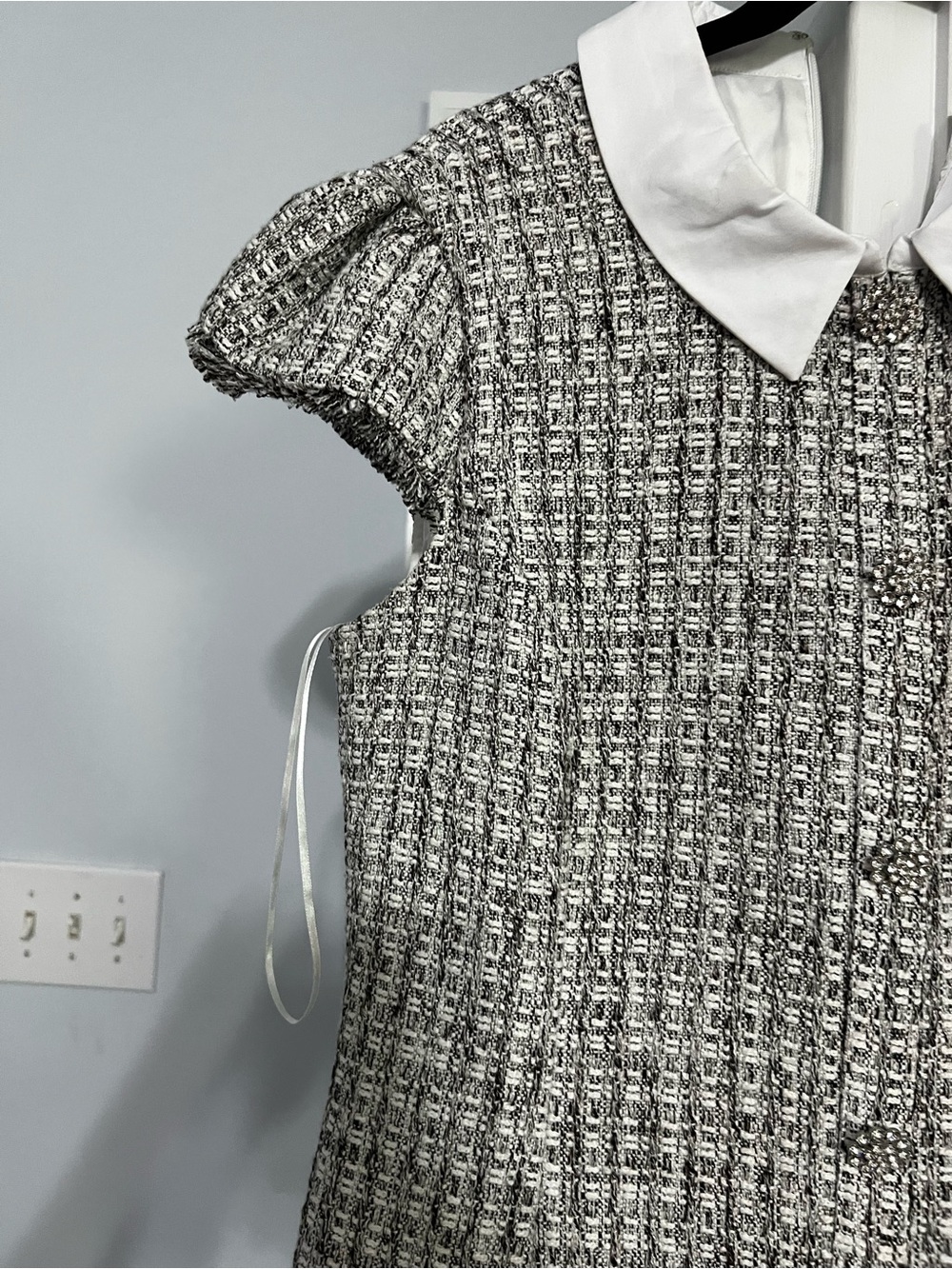 Likely Riello Cotton Tweed Minidress in Brown-White sz 12 - Picture 8 of 9